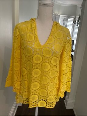 Trina Turk Canary Yellow Lace Top